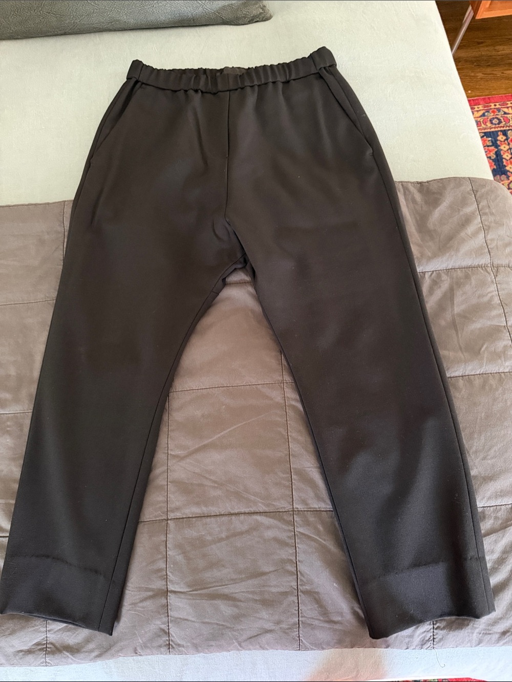 Nili Lotan Paris Black Cropped drop crotch Elastic-Waist Pants